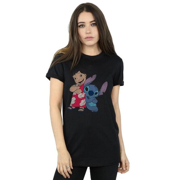 Lilo & Stitch Womens/Ladies Classic Cotton Boyfriend T-Shirt / Black - Picture 2 of 5